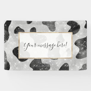 Glamour Black Funkelnd Glitzer Sequins Kuh Printin Banner