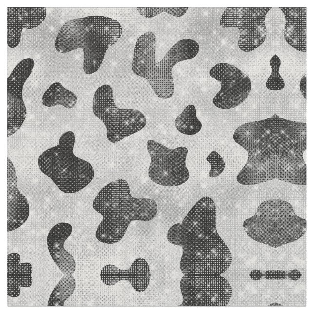 Glamour Black Funkelnd Glitzer Sequins Kuh Printin Stoff (Nahaufnahme)