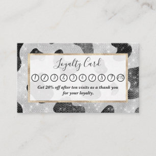 Glamour Black Funkelnd Glitzer Sequins Kuh Printin Treuekarte