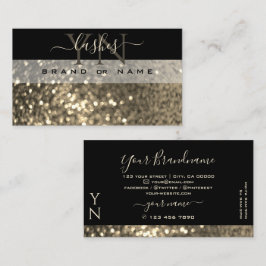 Glamour Black Gold Sparkle Glitzer mit Monogram Visitenkarte