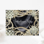 Glamour Black Ivory Pearl Birthday Party Einladung<br><div class="desc">Perlmutterfest mit Perlmuttwein und Perlmuttwein auf schwarzem Satin-Wirbel. Sie können Ihre Daten im Schriftart-Stil und in der Formulierung Ihrer Wahl hinzufügen.</div>
