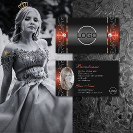 Glamour Black Lava Red Squigglg Logo und Foto Visitenkarte
