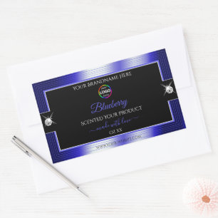 Glamour Black Shiny Blue mit Logo-Produktkennzeich Rechteckiger Aufkleber