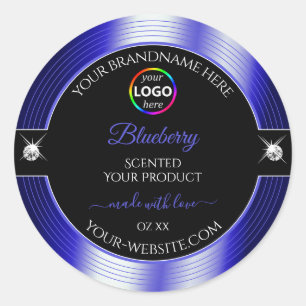Glamour Black Shiny Blue mit Logo-Produktkennzeich Runder Aufkleber