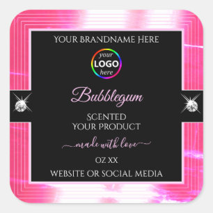 Glamour Black Shiny Girl Pink Logo-Produktetikett Quadratischer Aufkleber