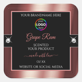 Glamour Black Shiny Wine Red Logo Product Label Quadratischer Aufkleber