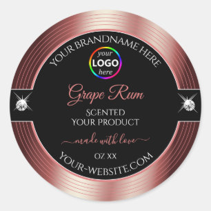 Glamour Black Shiny Wine Red Logo Product Label Runder Aufkleber