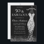 Glamour Black & White Silver Dress 50. Geburtstag Einladung<br><div class="desc">Glamouröses Schwarz & Weiß Silberkleid 50. Geburtstag Einladung Variationen zur Einladung und passende Artikel in unserem Shop Auch als digitale Einladung erhältlich</div>