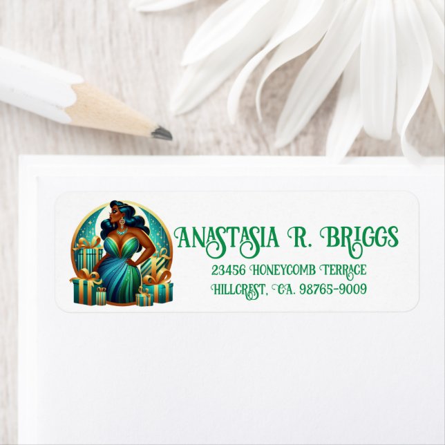 Glamour Black Woman Festive Stilvolle Weihnachten (Insitu)