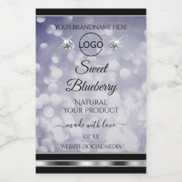 Glamour Blue Glitzer Product Label Diamonds Logo Lebensmitteletikett