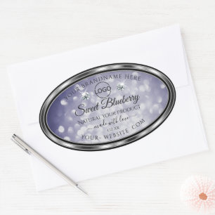 Glamour Blue Glitzer Product Label Diamonds Logo Ovaler Aufkleber