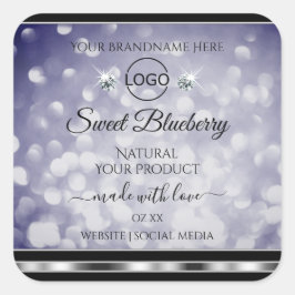 Glamour Blue Glitzer Product Label Diamonds Logo Quadratischer Aufkleber