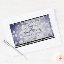 Glamour Blue Glitzer Product Label Diamonds Logo Rechteckiger Aufkleber