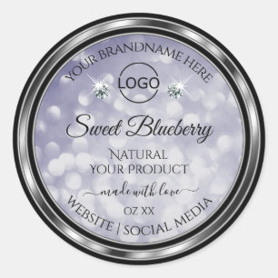 Glamour Blue Glitzer Product Label Diamonds Logo Runder Aufkleber