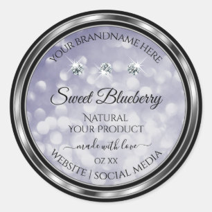 Glamour Blue Glitzer Product Labels Rhinestones Runder Aufkleber