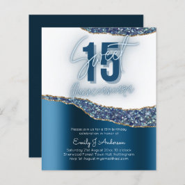 Glamour Blue Silver Foil Glitzer Quinceanera 15. P