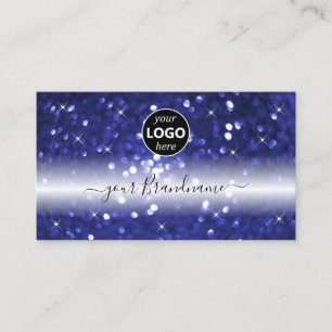 Glamour Blue Sparkling Glitzer Stars mit Logo Visitenkarte