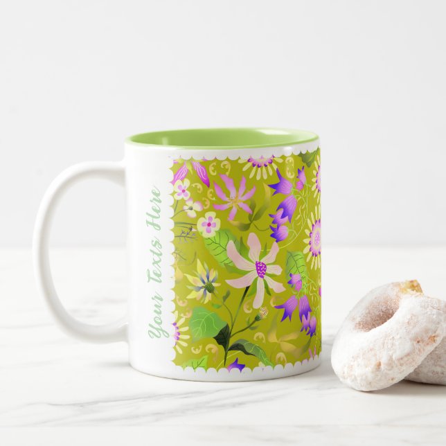 Glamour Blumengrün Zwei-Tone-Kaffee-Tasse Zweifarbige Tasse (Mit Donut)