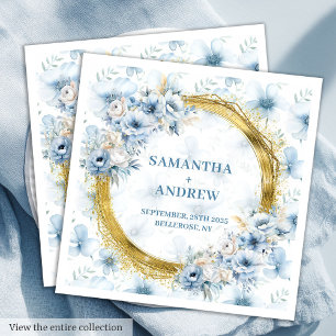 Glamour Bohemisch Light Blue Gold Hochzeit Napkins Serviette
