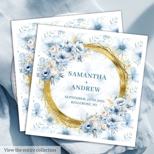 Glamour Bohemisch Light Blue Gold Hochzeit Napkins Serviette (Glamorous Bohemian Light Blue Gold Wedding Napkins

)
