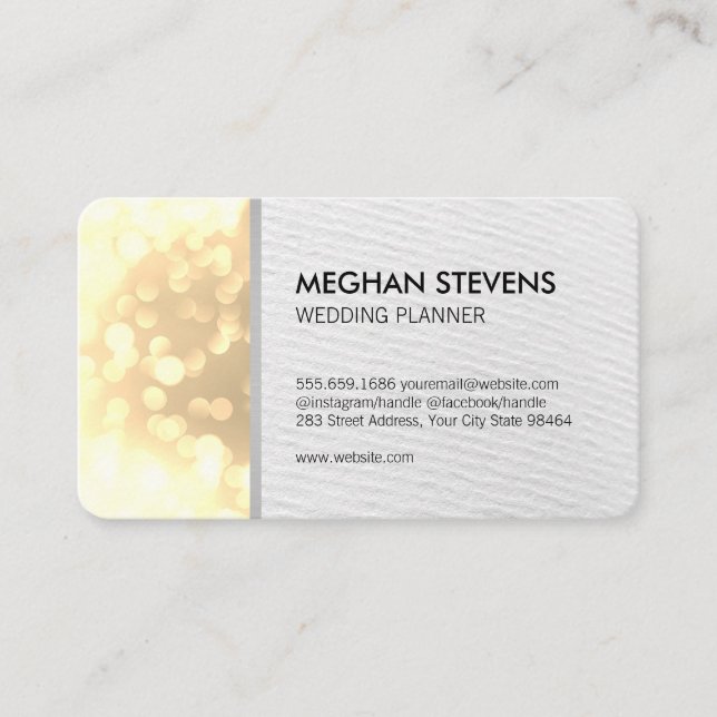 Glamour Bokeh Wedding Planner (Gold) Terminkarte (Vorderseite)