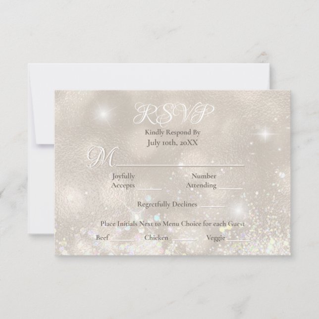 Glamour Champagne Glitzer Luxury Wedding RSVP (Vorderseite)