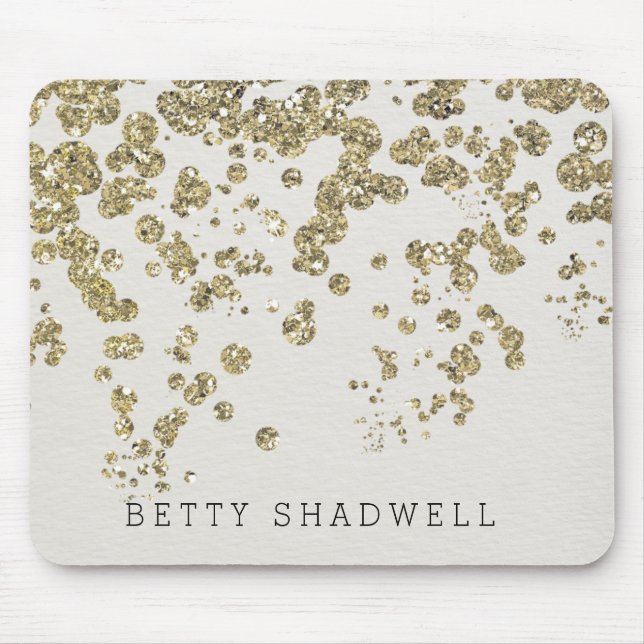 Glamour Champagne Gold Confetti auf Elfenbein Mousepad (Vorne)