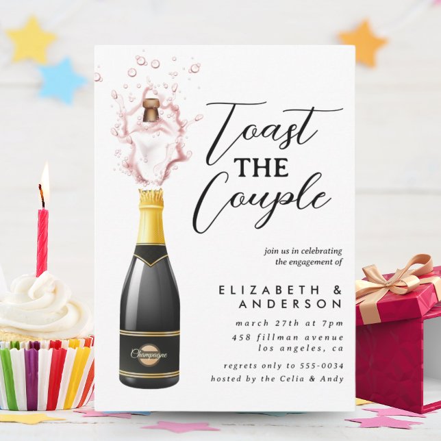 Glamour Champagne Toast Engagement Party Einladung (Von Creator hochgeladen)