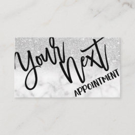 Glamour Chic Modern Silver Glitzer Marmor Terminkarte