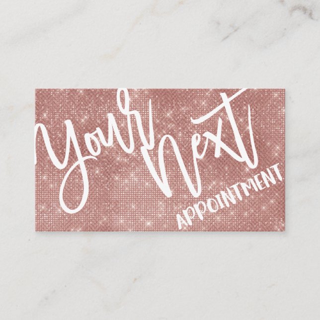 Glamour Chic Rose Gold Glitzer Sequins Moderne Terminkarte (Vorderseite)