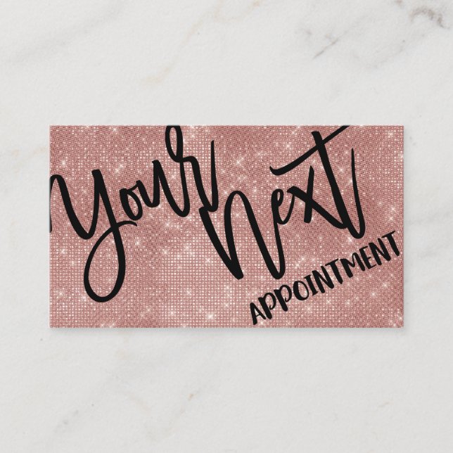 Glamour Chic Rose Gold Glitzer Sequins Moderne Terminkarte (Vorderseite)