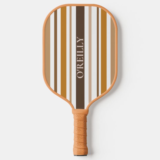 Glamour Chic Stripe Muster | Modernes Monogramm Pickleball Schläger (Vorderseite)