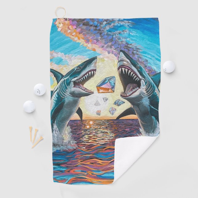 Glamour Chomp-Shark Breaching for Shiny Gems- Golfhandtuch (Insitu)