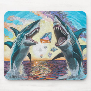 Glamour Chomp-Shark Breaching for Shiny Gems- Mousepad