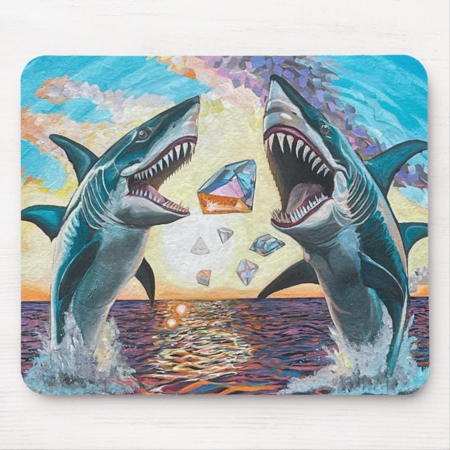 Glamour Chomp-Shark Breaching for Shiny Gems- Mousepad (Vorne)