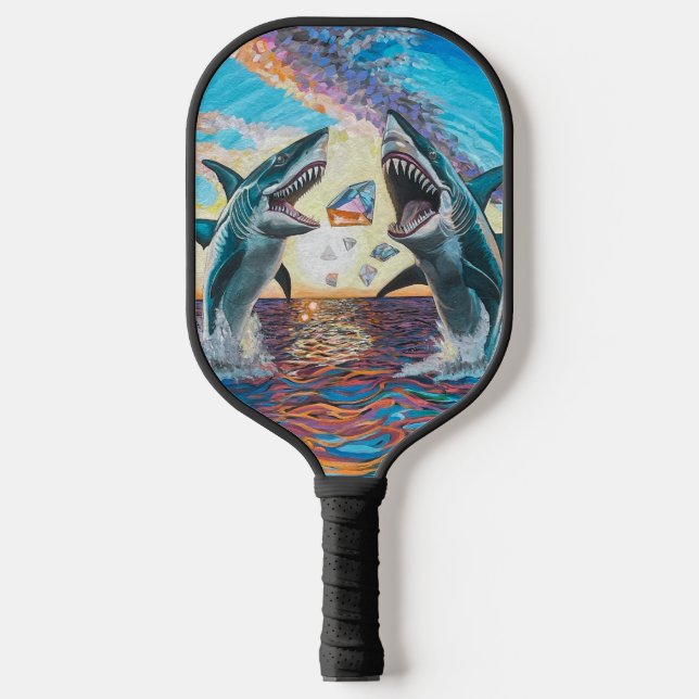 Glamour Chomp-Shark Breaching for Shiny Gems- Pickleball Schläger (Vorderseite)