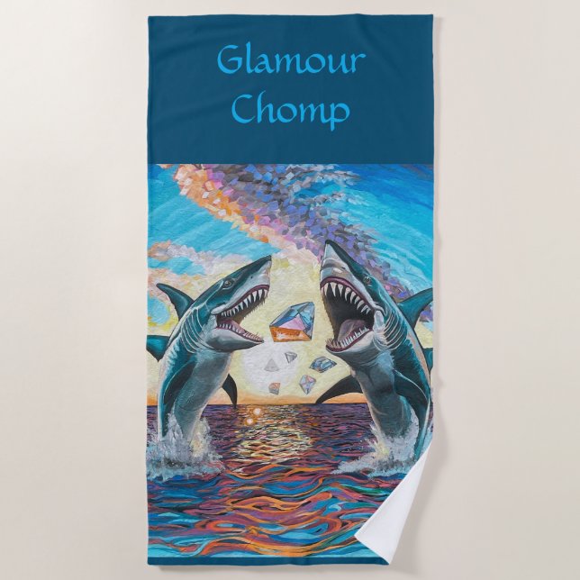 Glamour Chomp-Shark Breaching for Shiny Gems- Strandtuch (Vorderseite)