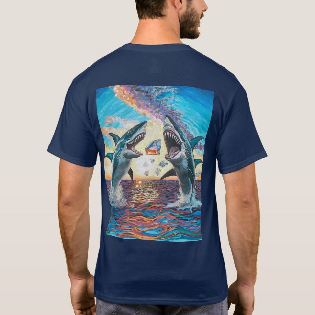 Glamour Chomp-Shark Breaching for Shiny Gems- T-Shirt (Rückseite)