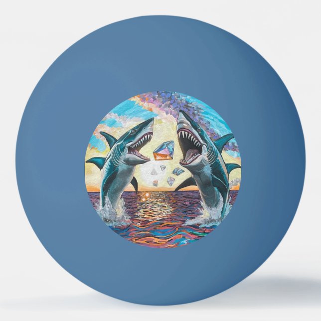 Glamour Chomp-Shark Breaching for Shiny Gems- Tischtennisball (Vorderseite)