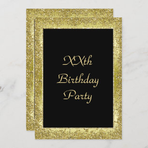 Glamour Classy Gold & Black Birthday Einladung