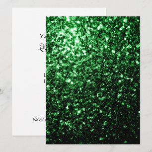 Glamour Dark Green Glitzer Glitzern personalisiere Einladung