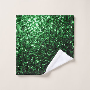 Glamour Dark Green Glitzer Glitzern Waschlappen