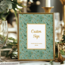 Glamour Deep Green Gold Eucalyptus Custom Sign