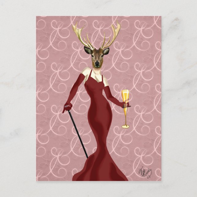 Glamour Deer in Marsala 2 Postkarte (Vorderseite)