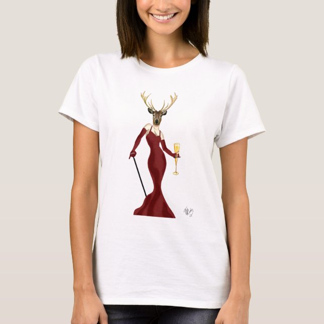 Glamour Deer in Marsala T-Shirt (Vorderseite)