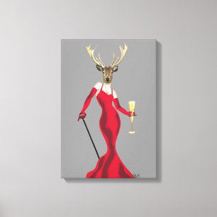 Glamour Deer in Red Leinwanddruck