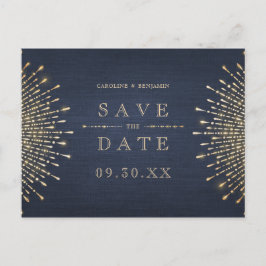 Glamour Deko Navy Blue Vintag Save the Date Ankündigungspostkarte