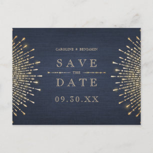 Glamour Deko Navy Blue Vintag Save the Date Ankündigungspostkarte