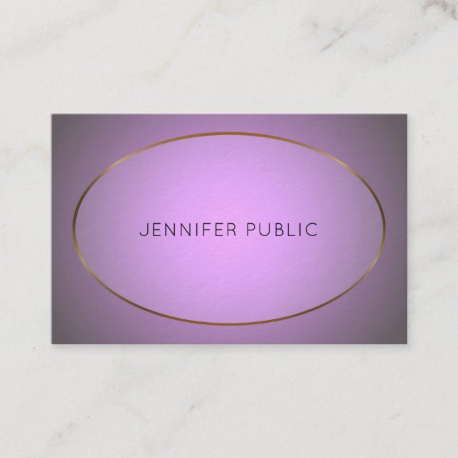 Glamour Design Lila Gold Elite Schlicht Luxus Visitenkarte (Vorderseite)