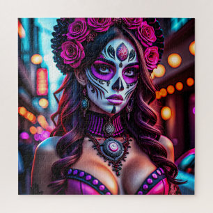 Glamour Día de los Muertos Catrina Portrait mit Puzzle
